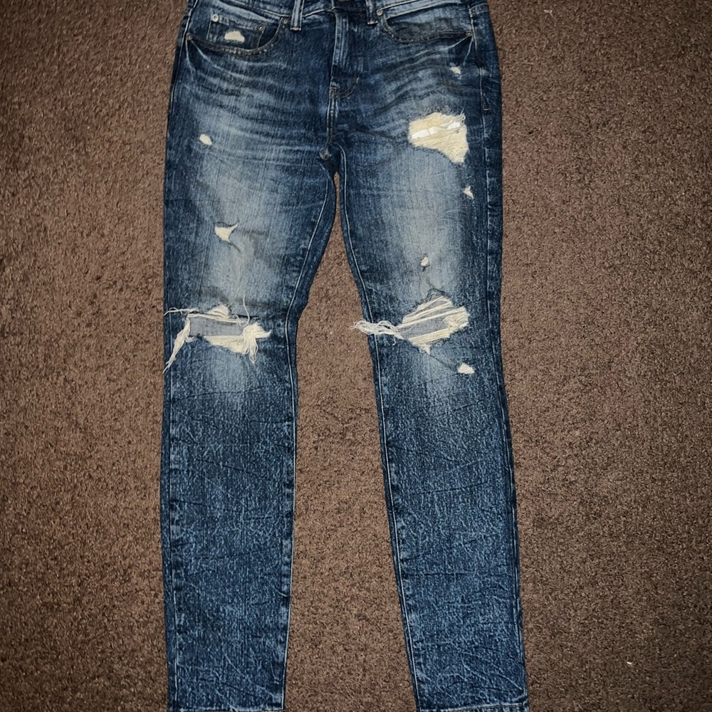 PacSun dark indigo destroyed skinny jeans.  waist 29x30